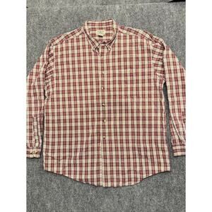 L.L. Bean Men's XL Plaid Button Down Flannel Shirt - Red Tan - 0DUD3 100% Cotton